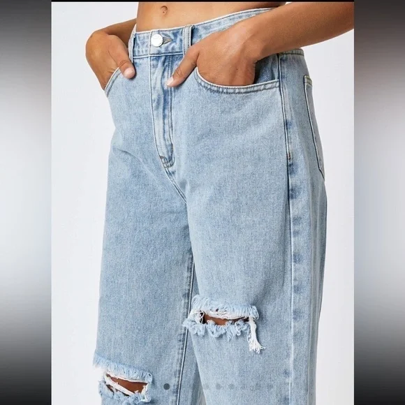 Cider | NWT Blue Denim Basic Ripped Distressed High Waist 5 Pocket Jeans XS - Picture 2 of 14